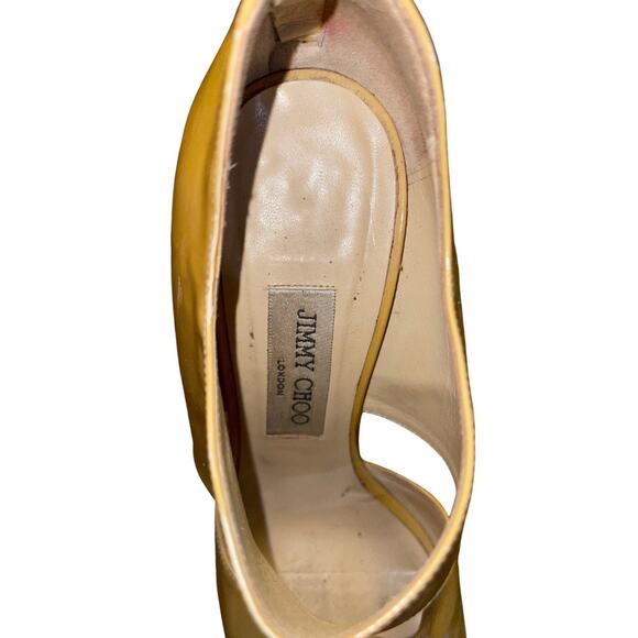 Jimmy Choo Womens Heels Yellow Patent Leather Designer Luxury Made in Italy 8.5 - Picture 5 of 7
